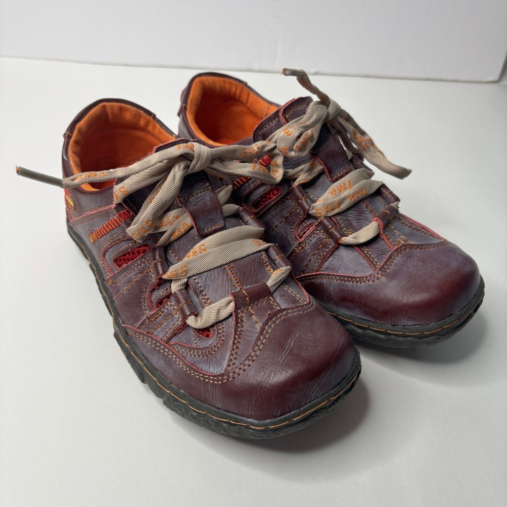 TMA EYES Womens Leather Walking Hiking Shoes Burgundy 39 8.5 Outdoor Gorpcore
